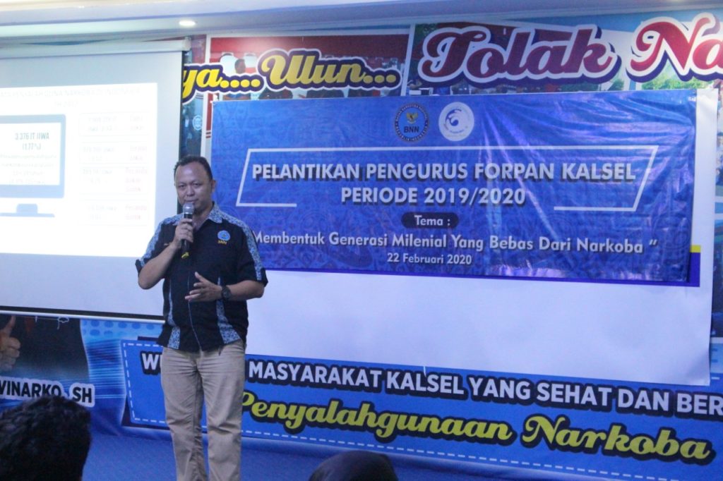 Wakili Kepala BNNP Kalsel, Kabid P2M BNNP Kalsel Lantik Pengurus Forum Pemuda Anti Narkoba (Forpan) Kalsel