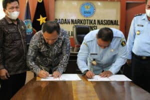 BNNP Kalsel Tandatangani Perjanjian Kerjasama dengan Kanwil Kemenkumham Provinsi Kalimantan Selatan.